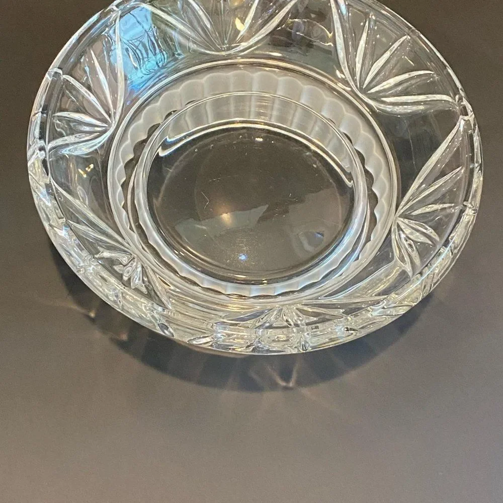 Vintage Stunning Crystal Footed with Geometric Design Candy Dish, 8